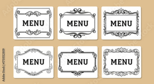 Elegant Decorative Frames for Menu Design Featuring Classic Ornate Borders for a Timeless Aesthetic