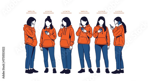 Visualizing Adolescent Girls Engaging With Their Mobile Devices in a Casual Setting Demonstrating Diverse Interactions