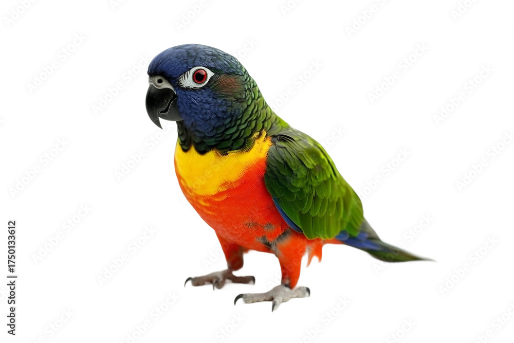 Fototapeta premium Tropical parrot perched isolated on transparent background
