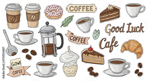 Delicious Coffee and Pastries Collection for Your Cafe Business or Personal Enjoyment