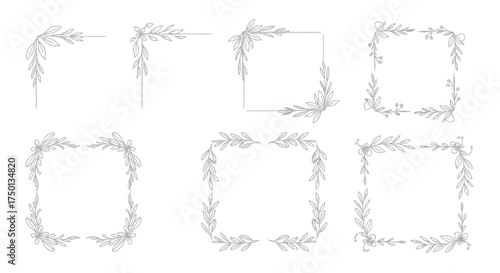 Elegant Floral Decorative Border Elements for Invitations and Stationery Designs