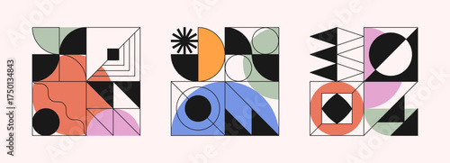 Geometric abstract pattern designs.Brutal inspired art graphics