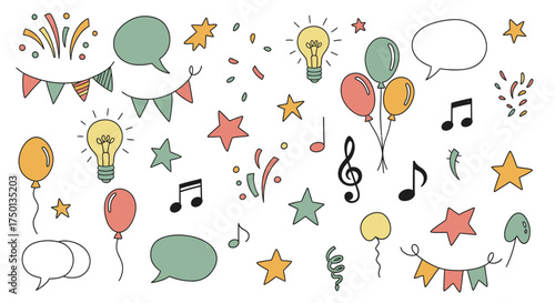 Celebration Elements and Festive Decorations for Party and Event Planning Design