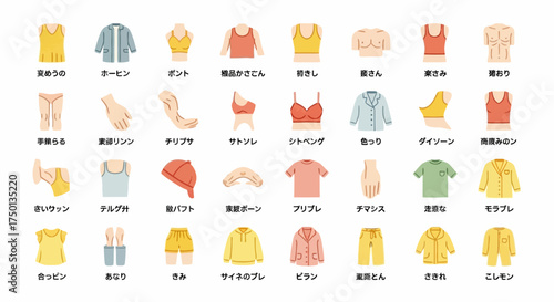 Collection of various garments and clothing items categorized for easy identification and understanding of fashion terms