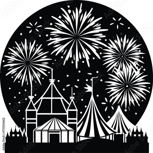 Abstract geometric pattern of glowing light trails on a dark surface isolated on transparent background