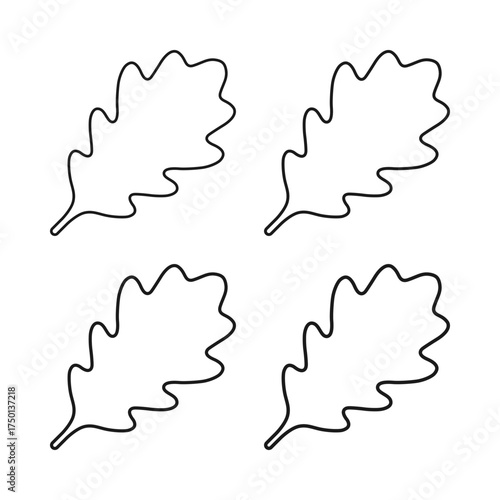 Hollow Oak Leaf Stroke Shape Icons
