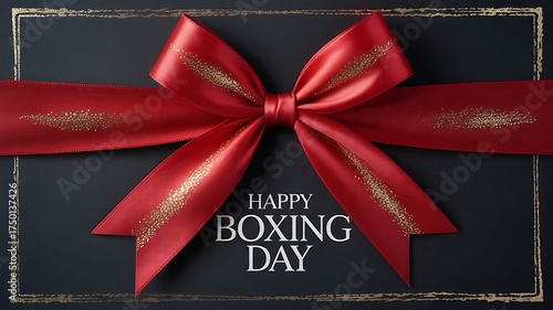Elegant Boxing Day Ribbon Design with Gold Glitter and Festive Greeting