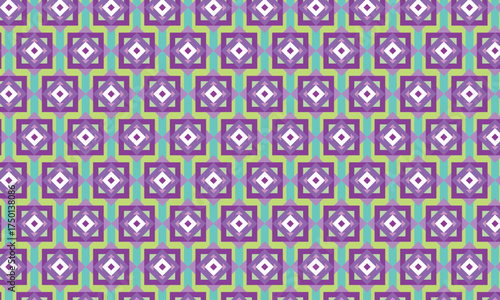 Rhombus geometric tile colourful pattern. Seamless vector bright retro ornament for textile, fabric, interior, ceramic, wallpaper, paper decoration, background