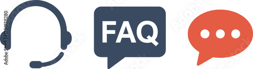 Vector art of icons for customer support, frequently asked questions, and communication