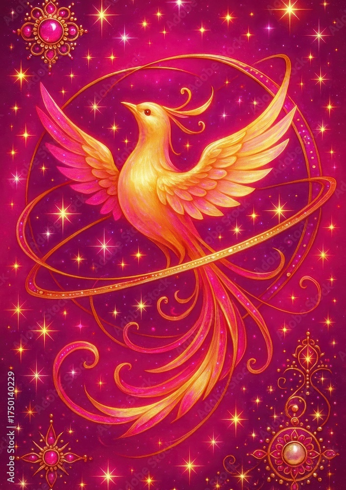 Obraz premium Vibrant mythical phoenix wallpaper