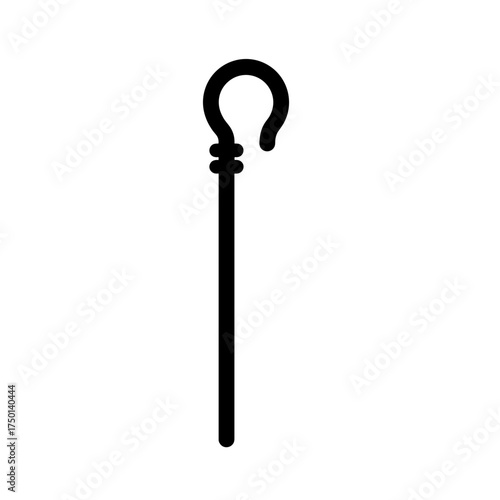Shepherd staff icon in black for Christmas or religious design