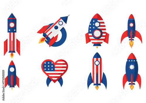 Black silhouette of a rocket on white background for space and exploration concept