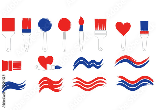 Paintbrush with dripping pink paint on a white background, vector illustration 