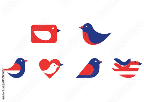 Black bird silhouette with geometric wings on white background and copy space