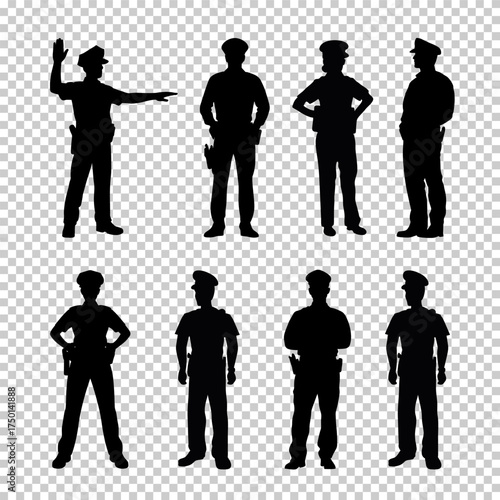 Police officer silhouette isolated on transparent background