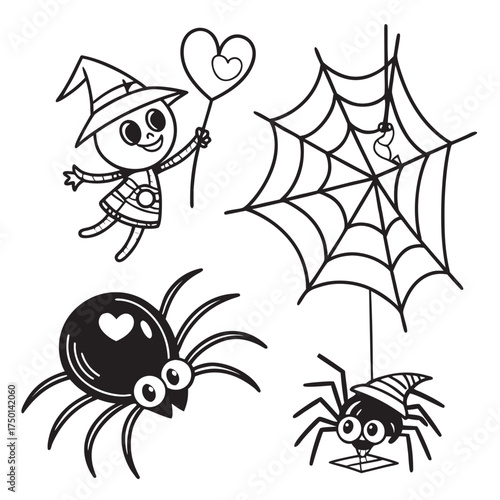 cute doodle icons of spiders smilings pider.svg