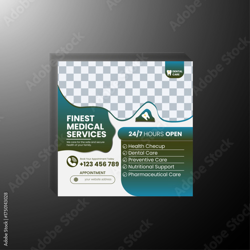 Dental Clinic Offer Social Media Post | Healthy Smile & Teeth Cleaning Promotion Template