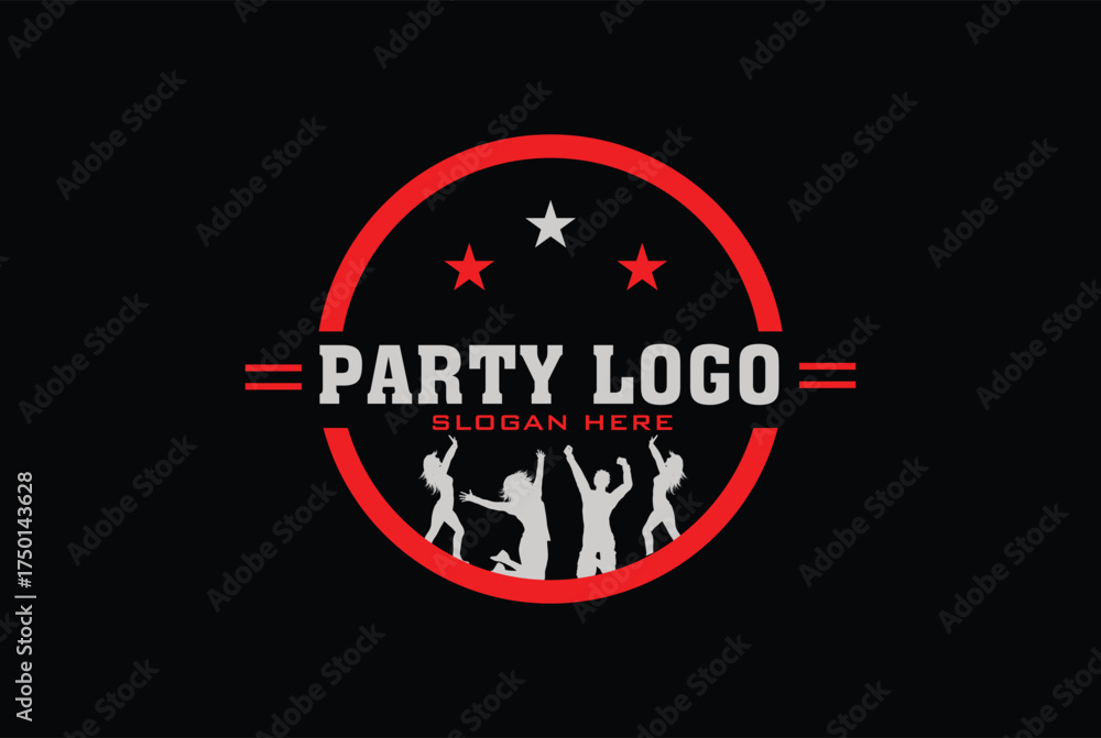 Fototapeta premium Party Dance Club Logo vector illustration with circle - party logo