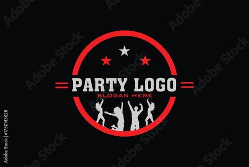 Party Dance Club Logo vector illustration with circle - party logo