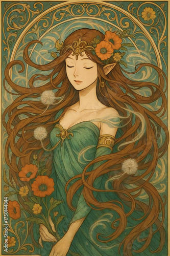A Illustration of the Goddess of Wind. generated by AI.