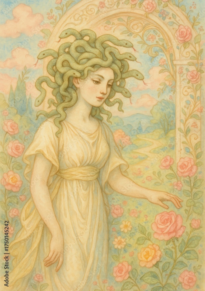 Naklejka premium Mythical elegance in pastel hues.