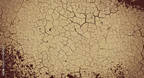 A close-up textured background of cracked earth, evoking a sense of dryness and arid conditions, with a vintage aesthetic