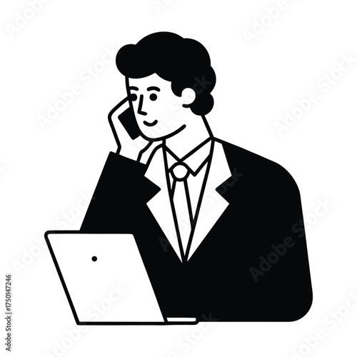 Office Professional Modern Line Illustration
