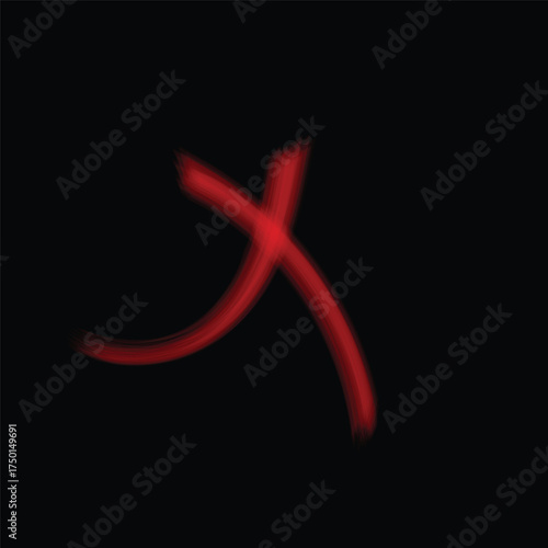 Vector art of abstract red cross on a, symbol of rejection and error