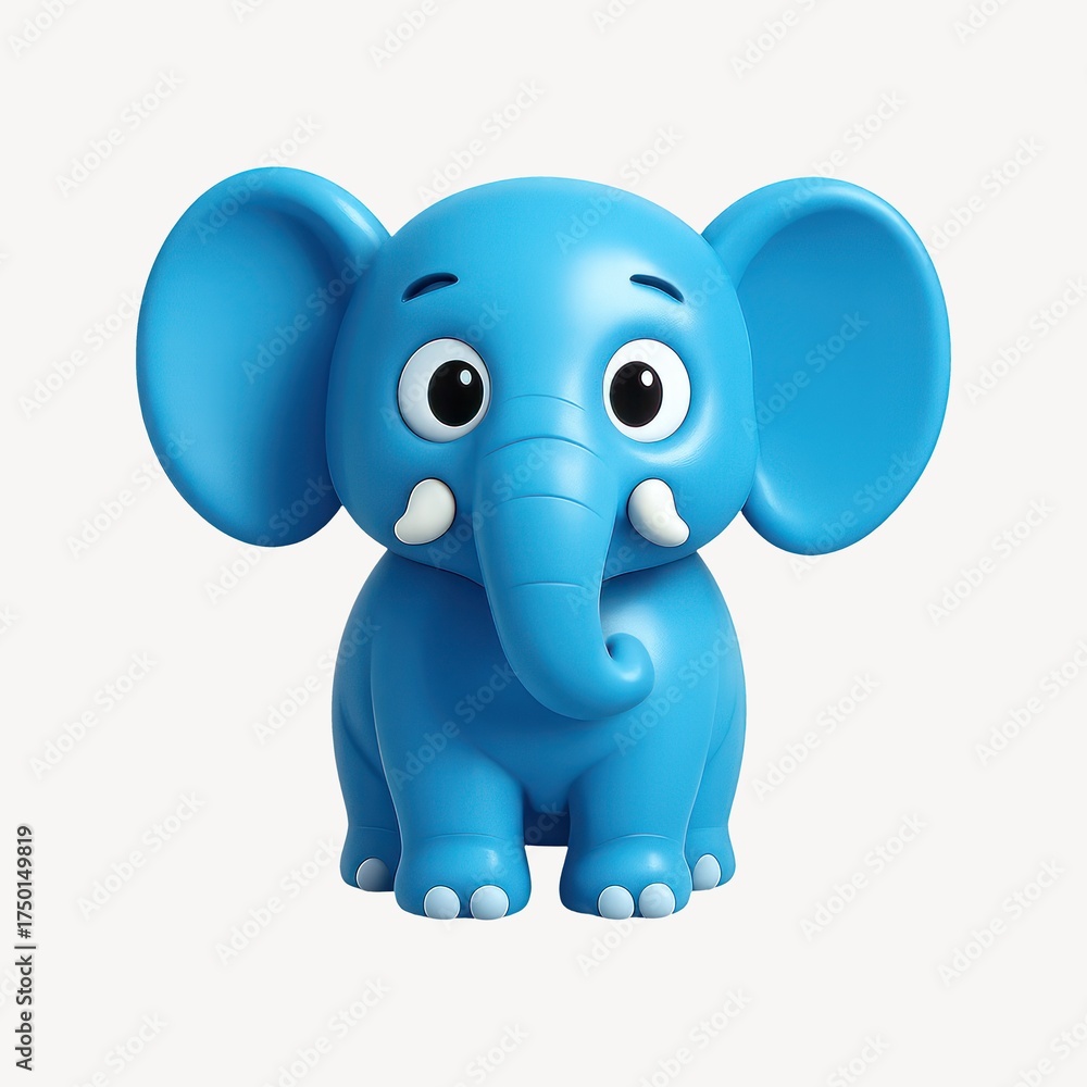 Naklejka premium Cute blue cartoon elephant illustration.