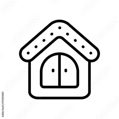 Gingerbread house line icon. Traditional Christmas cookies. Vector outline icon isolated on white background.