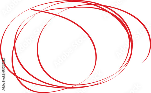Vector art of red scribble on, abstract circular shape
