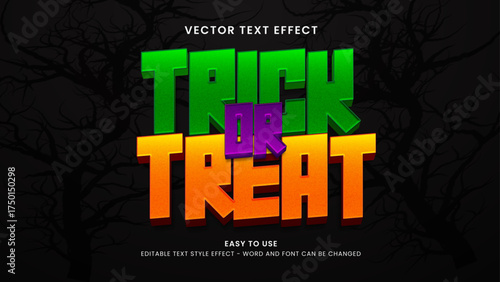 editable text effect trick or treat 3d style premium vector