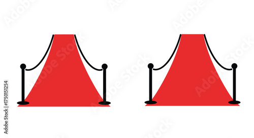 A minimalistic illustration featuring two red carpets with black rope barriers