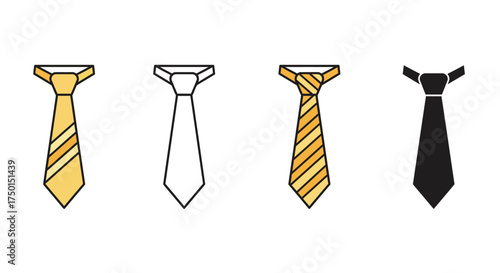 Four different styles of neckties displayed in a simple linear design