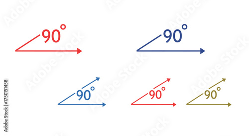 Illustrating right angles with arrows showing direction and degree measurement