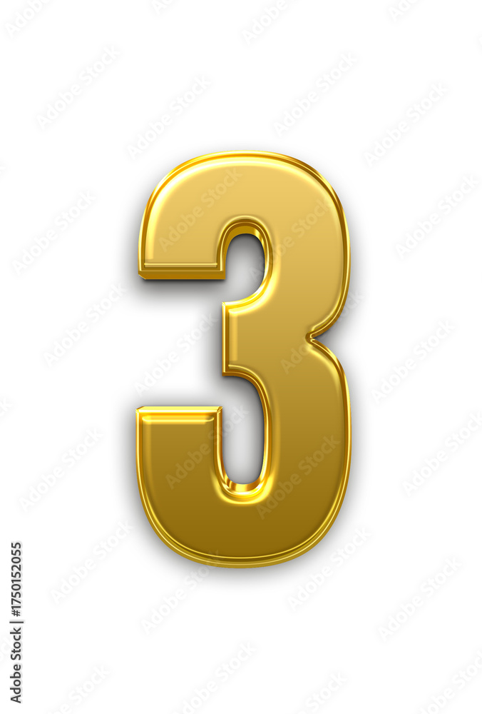Naklejka premium Golden Number 3 shining 3d effect