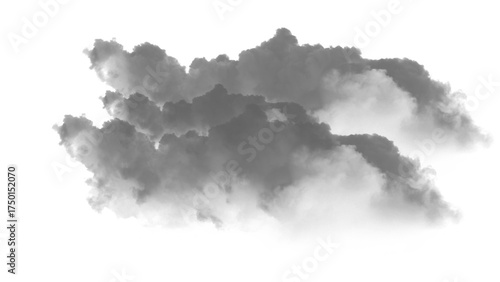 Dark Storm Clouds Isolated on White Background. Heavy Dramatic Smoke Overlay for Weather Effects, Mysterious Scenes & Graphic Design Elements.