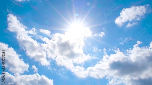 Timelapse of Sun Shining Through Clouds in Blue Sky. Sun Rays Breaking Through Moving Clouds – Sky Timelapse. Time Lapse of Cloudy Sky with Sunlight.