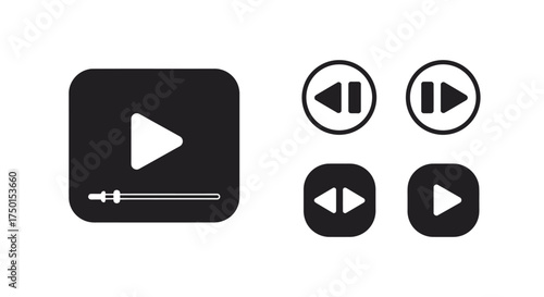 Simple vector icons depicting play pause and control buttons