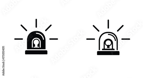 Simple black and white illustration of two police siren lights displayed