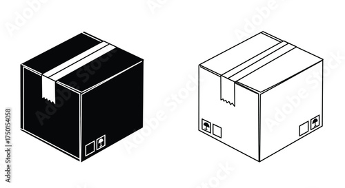 Two cardboard boxes in contrasting shades one black and one white