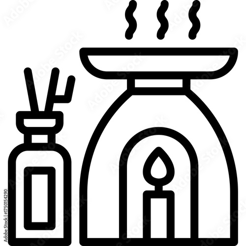 black aroma diffuser with candle and oil clip art preview