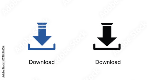 Two download icons one blue and one black with the text download
