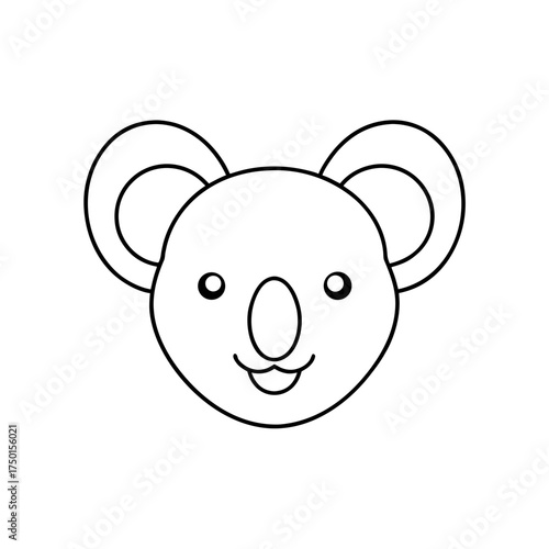 Simple outline drawing of a koala bear face icon on transparent background
