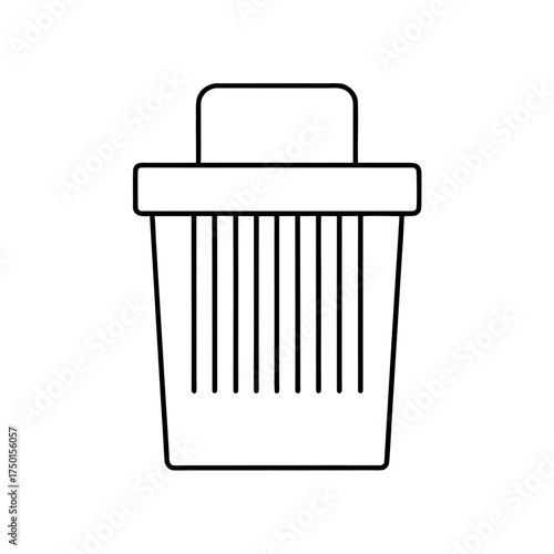 Outline of a simple trash can with a handle on top on transparent background