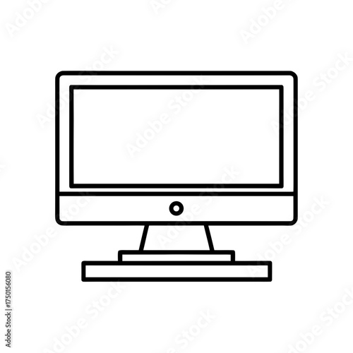 Illustration of a desktop computer with a flat screen on transparent background