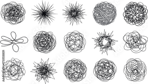 Chaotic Scribble Set Abstract Doodles and Freehand Scribbles for Design Elements and Artistic Expression