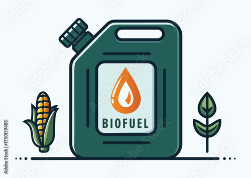 Canister with biofuel, full color vector illustration