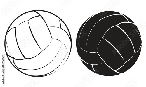 unique volleyball outline set icon
