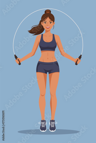 Fitness woman jumping rope workout exercise training